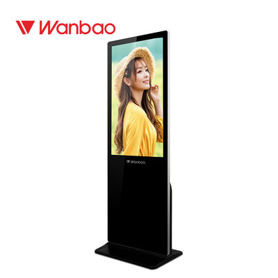 43-65inch Wifi ultra Slank met de Aangemaakte Digitale Openluchttv Tribune van de Glas Roterende Advertentie 65 Duimvloer die Lcd aanraking Kios bevinden zich