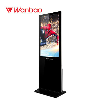 43-65inch Wifi ultra Slank met de Aangemaakte Digitale Openluchttv Tribune van de Glas Roterende Advertentie 65 Duimvloer die Lcd aanraking Kios bevinden zich