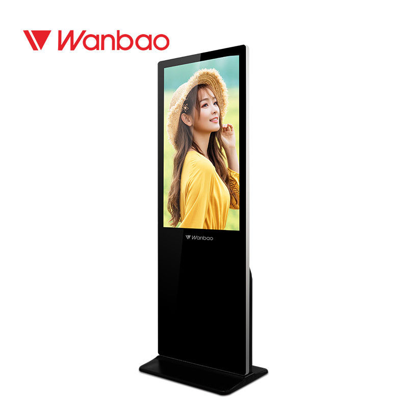 43-65inch Wifi ultra Slank met de Aangemaakte Digitale Openluchttv Tribune van de Glas Roterende Advertentie 65 Duimvloer die Lcd aanraking Kios bevinden zich